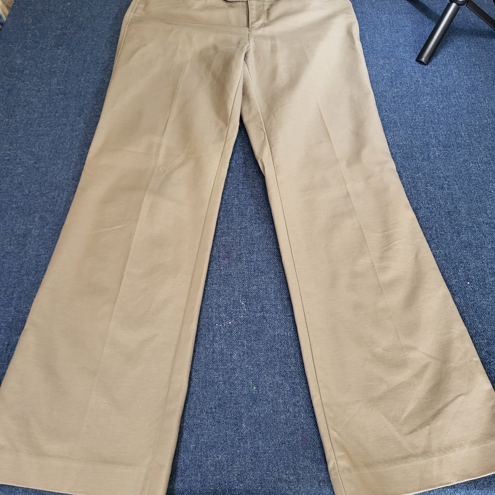 Eddie Bauer Vashon Fit Khaki Tan Wide Leg Stretch Casual Pants Women 10 Business